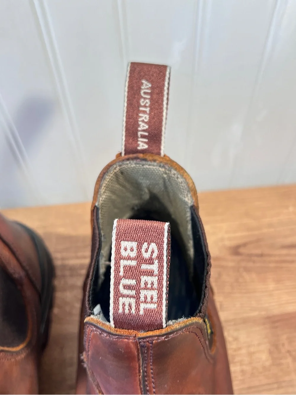 Steel Blue Men’s Brown Pull-On Work Chelsea Boots Steel Toe Safety Shoe Size 10